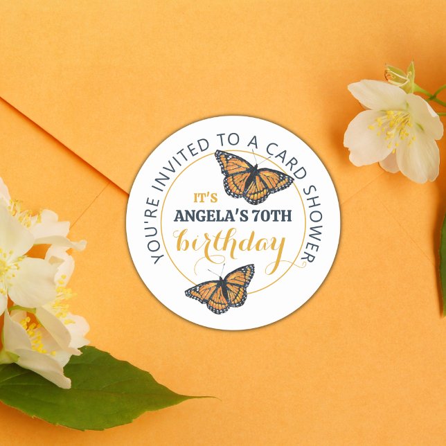 Adesivo Redondo Selo de Envelope Borboleta do Chá da Placa (Criador carregado)