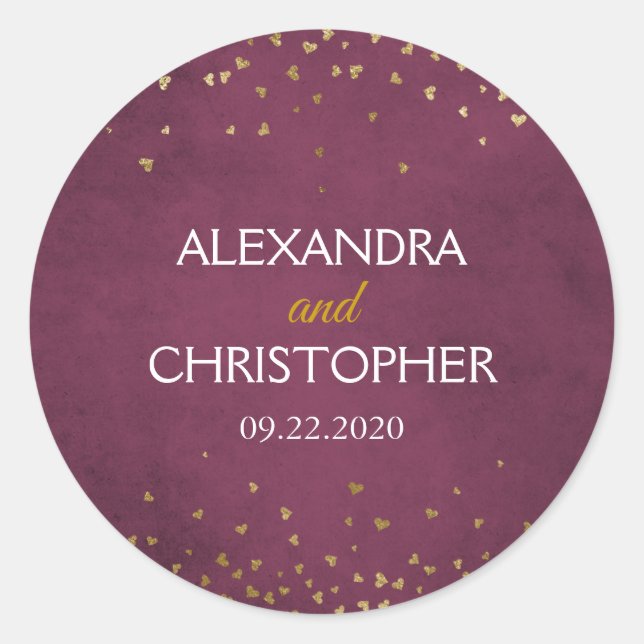 Adesivo Redondo Selo de Envelope Borgonha e Folha de Ouro (Frente)