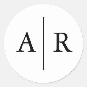 Adesivo Redondo Selo de Envelope Branco e Negro, Casamento