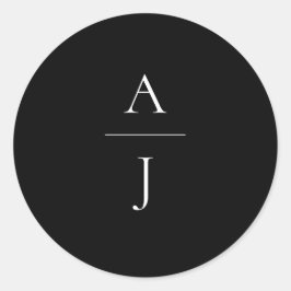 Adesivo Redondo Selo de Envelope Branco Negro Casado Monograma