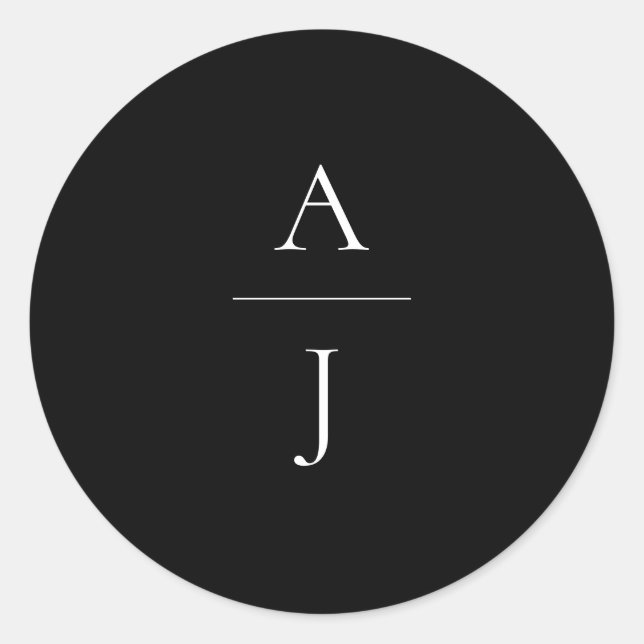 Adesivo Redondo Selo de Envelope Branco Negro Casado Monograma (Frente)