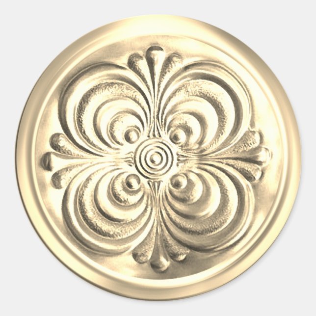 Adesivo Redondo Selo de Envelope Brilhante Dourado (Frente)
