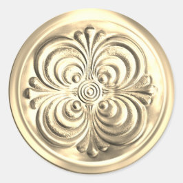 Adesivo Redondo Selo de Envelope Brilhante Dourado