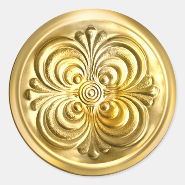 Adesivo Redondo Selo de Envelope Brilhante Dourado (Frente)