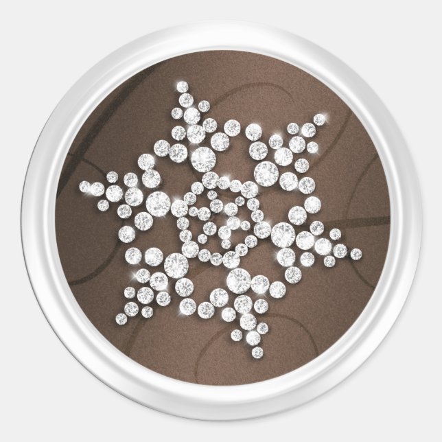 Adesivo Redondo Selo de Envelope Brown Crystal Snowflake (Frente)