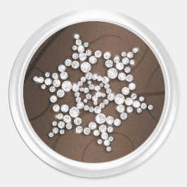 Adesivo Redondo Selo de Envelope Brown Crystal Snowflake