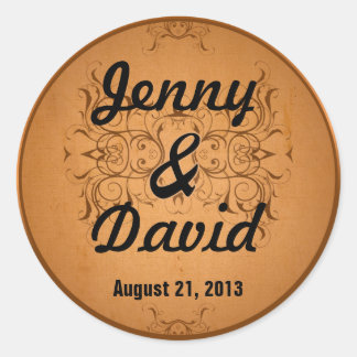 Adesivo Redondo Selo de Envelope Casado (Cobre Vintage)