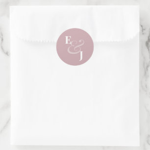 Adesivo Redondo Selo de Envelope Casamento Ampersand Mauve Reverso