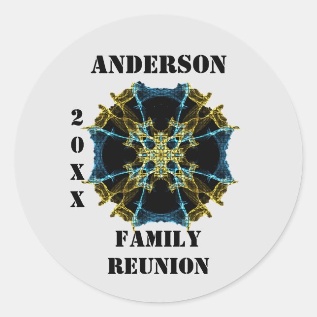 Adesivo Redondo Selo de Envelope Celestial Unique Family Runion (Frente)