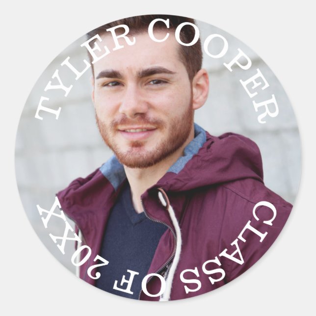 Adesivo Redondo Selo de Envelope Classe de Graduação do Círculo Mo (Frente)