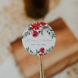 Adesivo Redondo Selo de Envelope Clássico de Natal Moderno