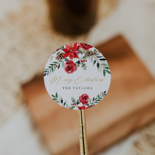 Adesivo Redondo Selo de Envelope Clássico de Natal Moderno