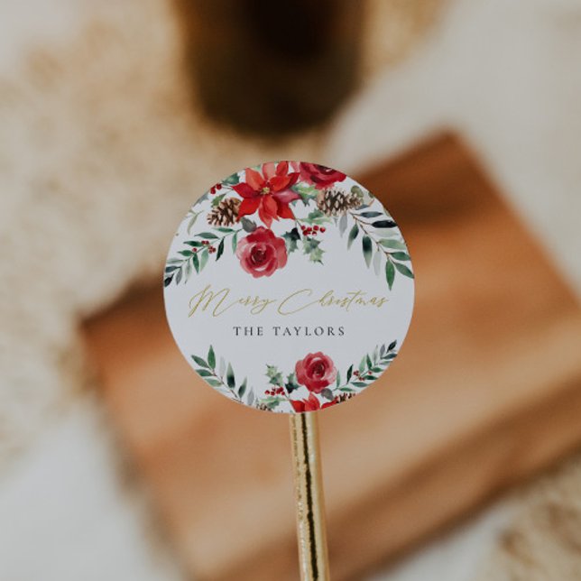 Adesivo Redondo Selo de Envelope Clássico de Natal Moderno (Criador carregado)