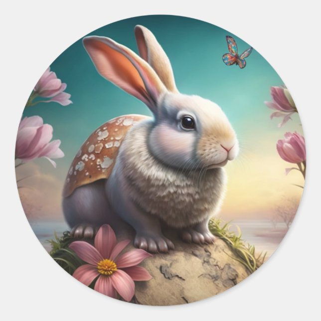 Adesivo Redondo Selo de Envelope Coelho da Páscoa (Frente)