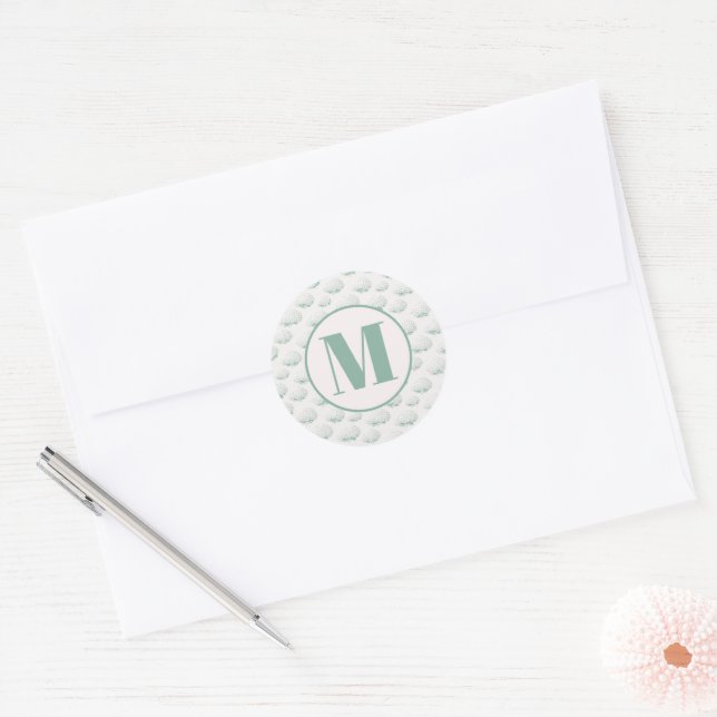 Adesivo Redondo Selo de Envelope com Monograma de Hidrangeia Elega (Envelope)