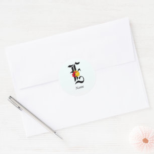 Adesivo Redondo Selo de Envelope com Monograma Floral Personalizad
