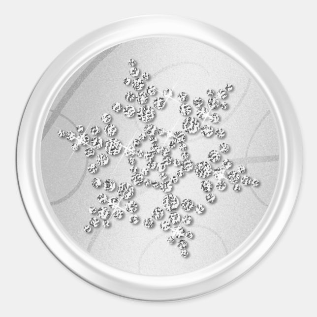 Adesivo Redondo Selo de Envelope Cristal de Prata (Frente)