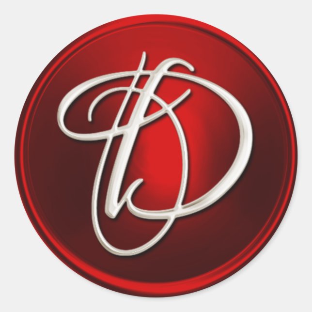 Adesivo Redondo Selo de Envelope D de Silver Monograma (Frente)