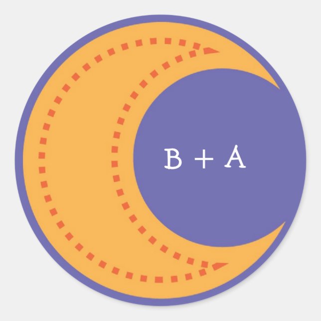 Adesivo Redondo Selo de Envelope da Lua Amarela-Fita-Foca (Frente)