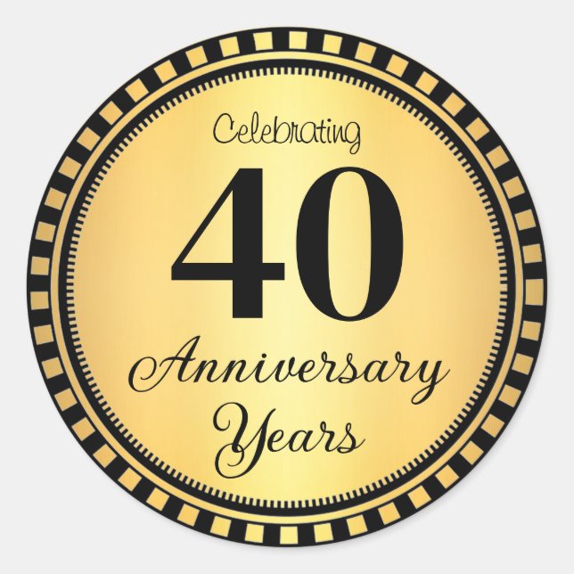 Adesivo Redondo Selo de Envelope de 40 anos (Frente)