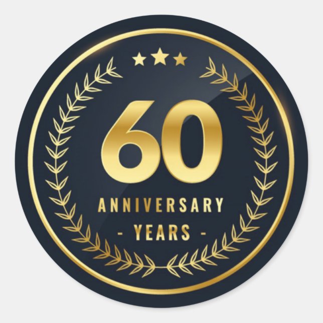 Adesivo Redondo Selo de Envelope de 60 anos (Frente)