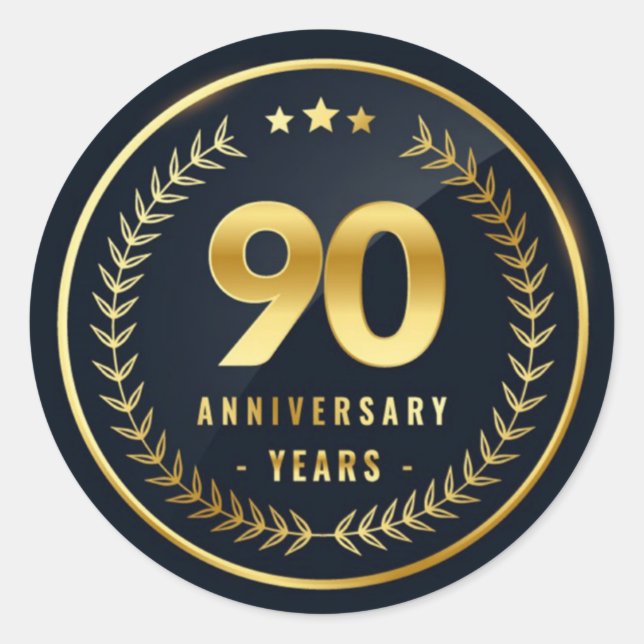Adesivo Redondo Selo de Envelope de 90 anos (Frente)