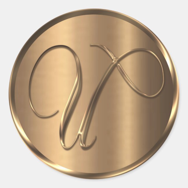 Adesivo Redondo Selo de Envelope de Bronze não METÁLICO monograma  (Frente)