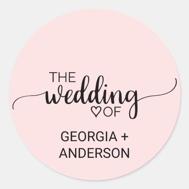 Adesivo Redondo Selo de Envelope de Caligrafia Rosa-Esbranquiçada (Frente)