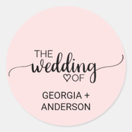 Adesivo Redondo Selo de Envelope de Caligrafia Rosa-Esbranquiçada