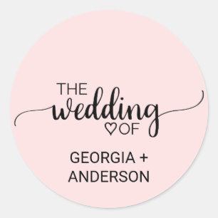 Adesivo Redondo Selo de Envelope de Caligrafia Rosa-Esbranquiçada