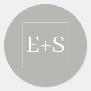 Adesivo Redondo Selo de Envelope de Casamento de Cinzas Monogramas