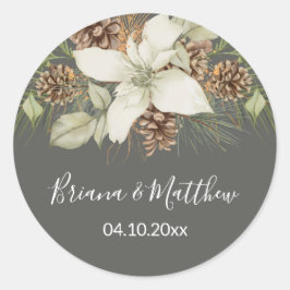 Adesivo Redondo Selo de Envelope de Casamento de Esquadrão Elegant