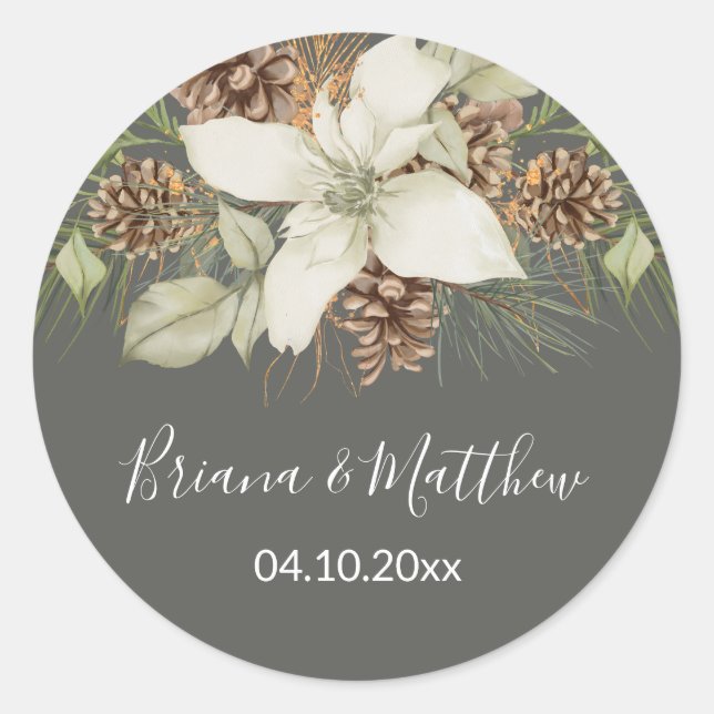 Adesivo Redondo Selo de Envelope de Casamento de Esquadrão Elegant (Frente)