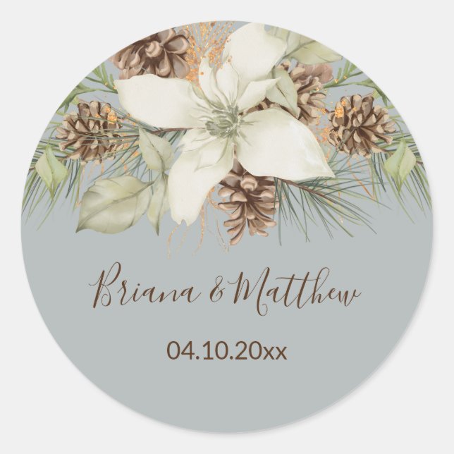 Adesivo Redondo Selo de Envelope de Casamento de Esquadrão Elegant (Frente)