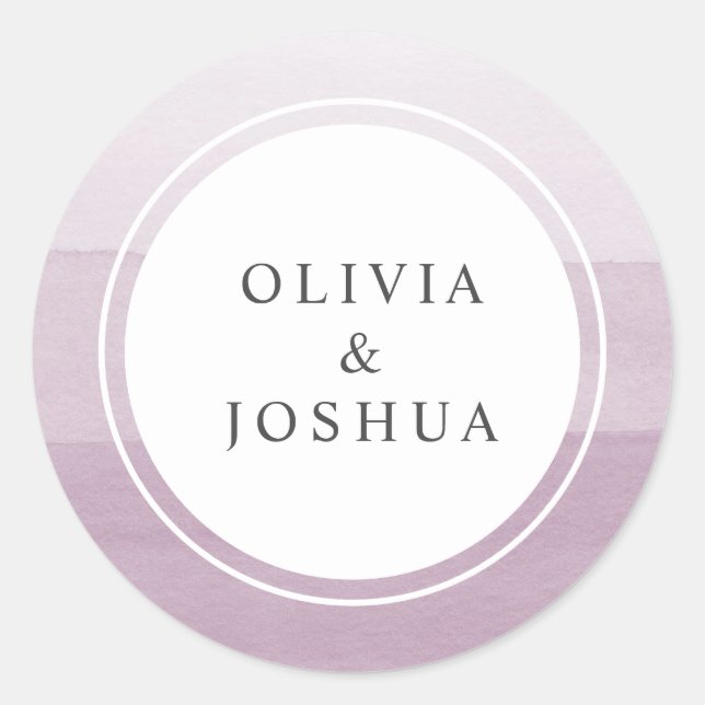Adesivo Redondo Selo de Envelope de Casamento de Ombre Roxo (Frente)