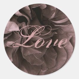 Adesivo Redondo Selo de Envelope de Casamento de Rosa Frily LOVE D