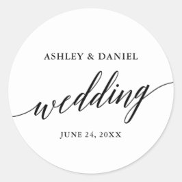 Adesivo Redondo Selo de Envelope de Casamento Elegante Moderno