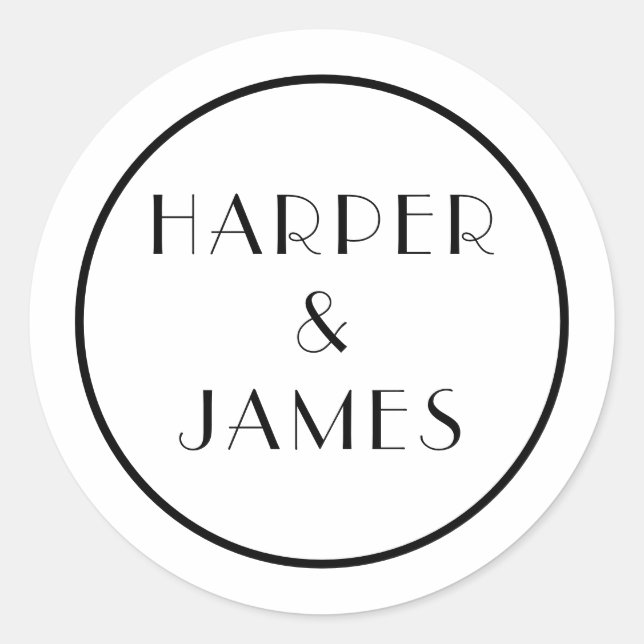 Adesivo Redondo Selo de Envelope de Casamento em Estilo Parisiense (Frente)