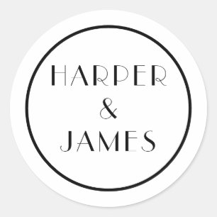 Adesivo Redondo Selo de Envelope de Casamento em Estilo Parisiense