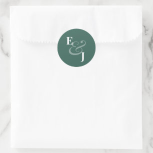 Adesivo Redondo Selo de Envelope de Casamento Esmeralda Reversa