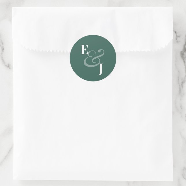 Adesivo Redondo Selo de Envelope de Casamento Esmeralda Reversa |  (Bolsa)