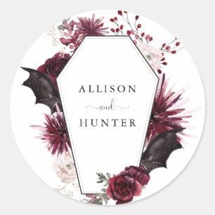 Adesivo Redondo Selo de Envelope de Casamento   Halloween