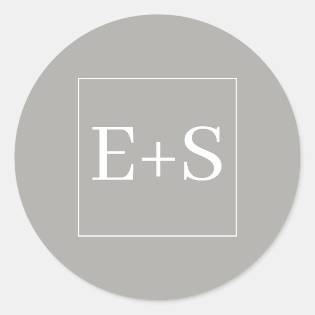 Adesivo Redondo Selo de Envelope de Casamento Monograma Simples e  (Frente)