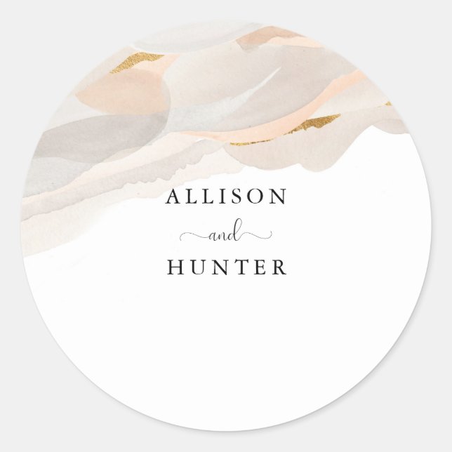 Adesivo Redondo Selo de Envelope de Casamento | Rosa poeirento (Frente)