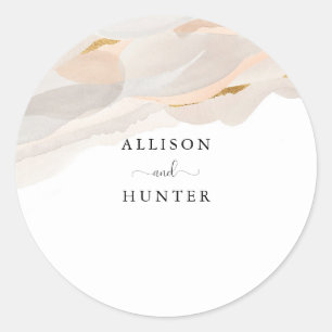 Adesivo Redondo Selo de Envelope de Casamento   Rosa poeirento