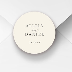 Adesivo Redondo Selo de envelope de casamento simples minimalista 