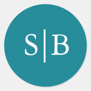 Adesivo Redondo Selo de Envelope de Casamento Teal de Monograma Cl