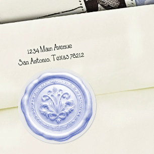 Adesivo Redondo Selo de Envelope de Cera Falsa Estilo 4 Azul 12 Ad