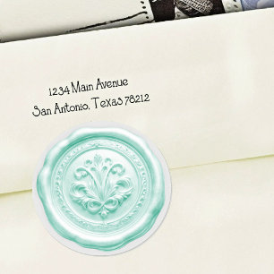 Adesivo Redondo Selo de Envelope de Cera Falsa Estilo 4 Azul 13 Ad