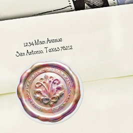 Adesivo Redondo Selo de Envelope de Cera Falsa Estilo 4 Rosa 24 Ad